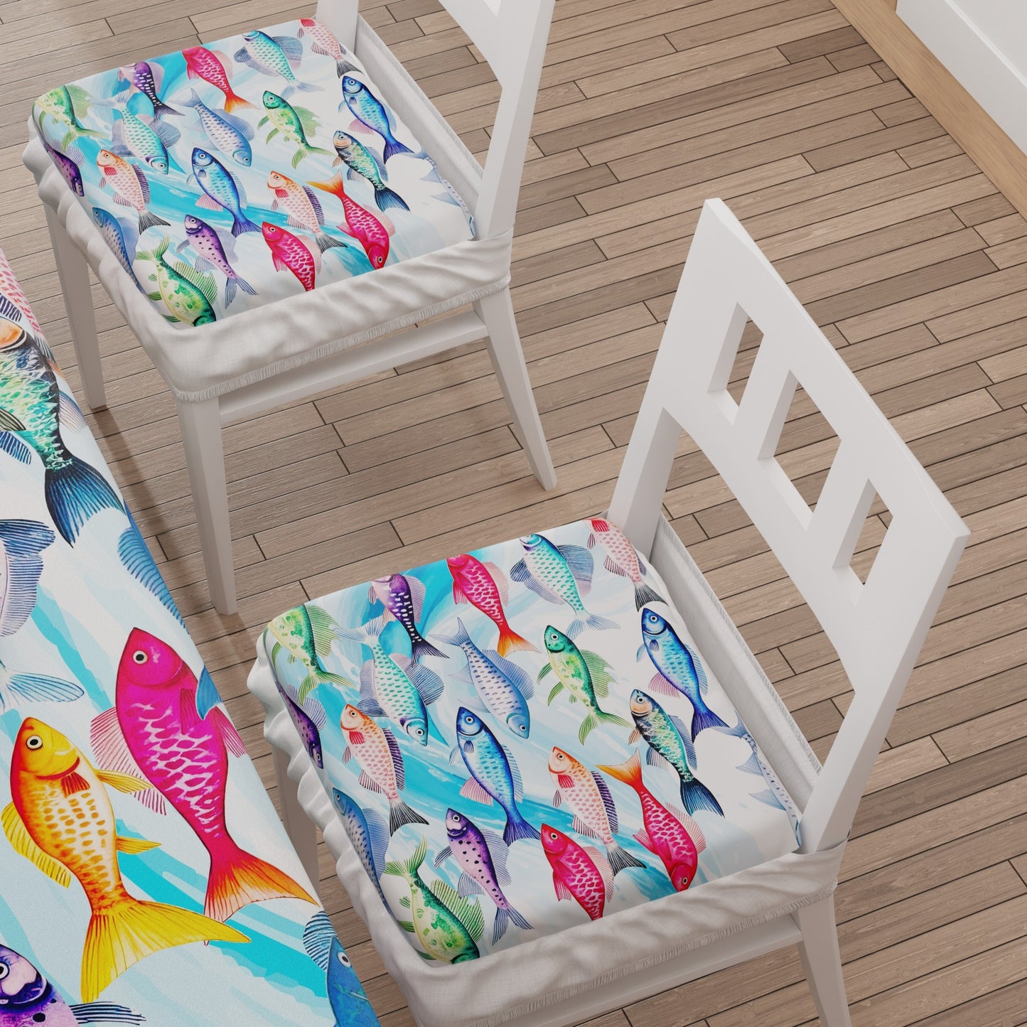 Coussins pour chaises avec élastique housse de chaise en impression numérique Poissons