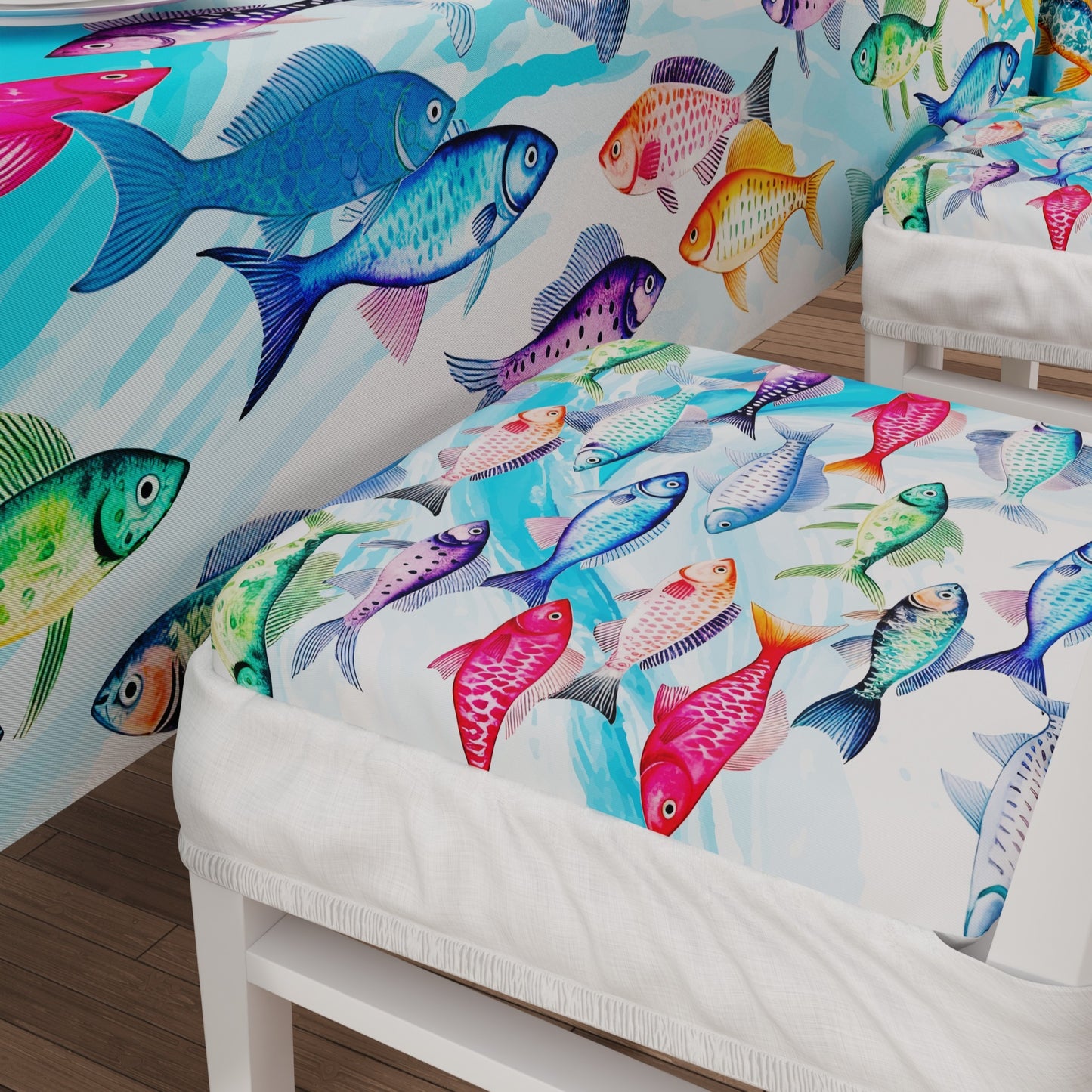 Coussins pour chaises avec élastique housse de chaise en impression numérique Poissons