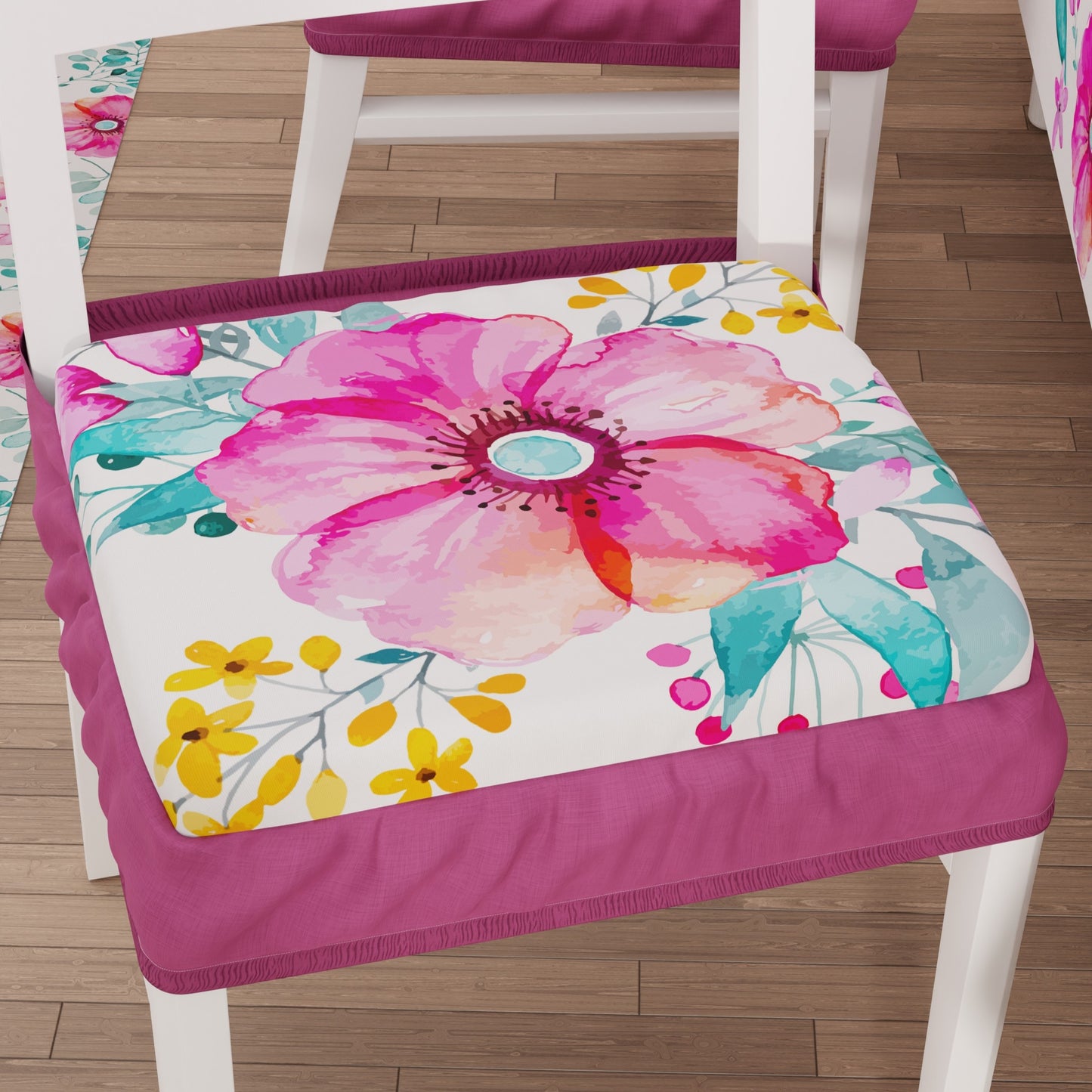 Coussins pour chaises avec élastique housse de chaise en impression numérique florale 01
