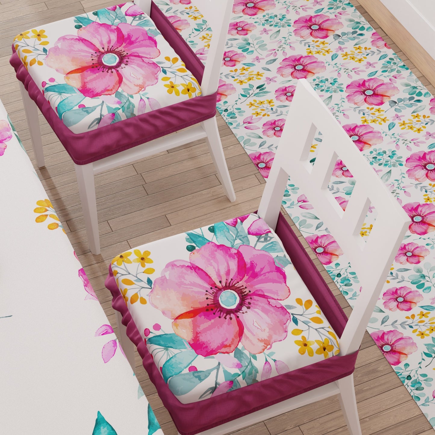 Coussins pour chaises avec élastique housse de chaise en impression numérique florale 01