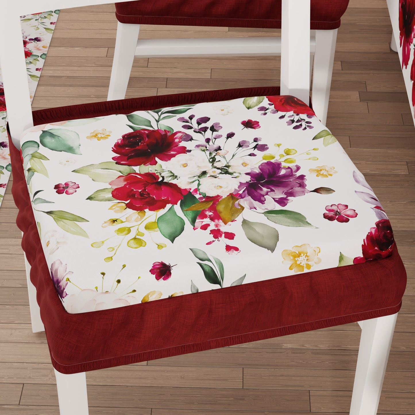 Coussins pour chaises avec élastique Housse de chaise en impression numérique Florale-07