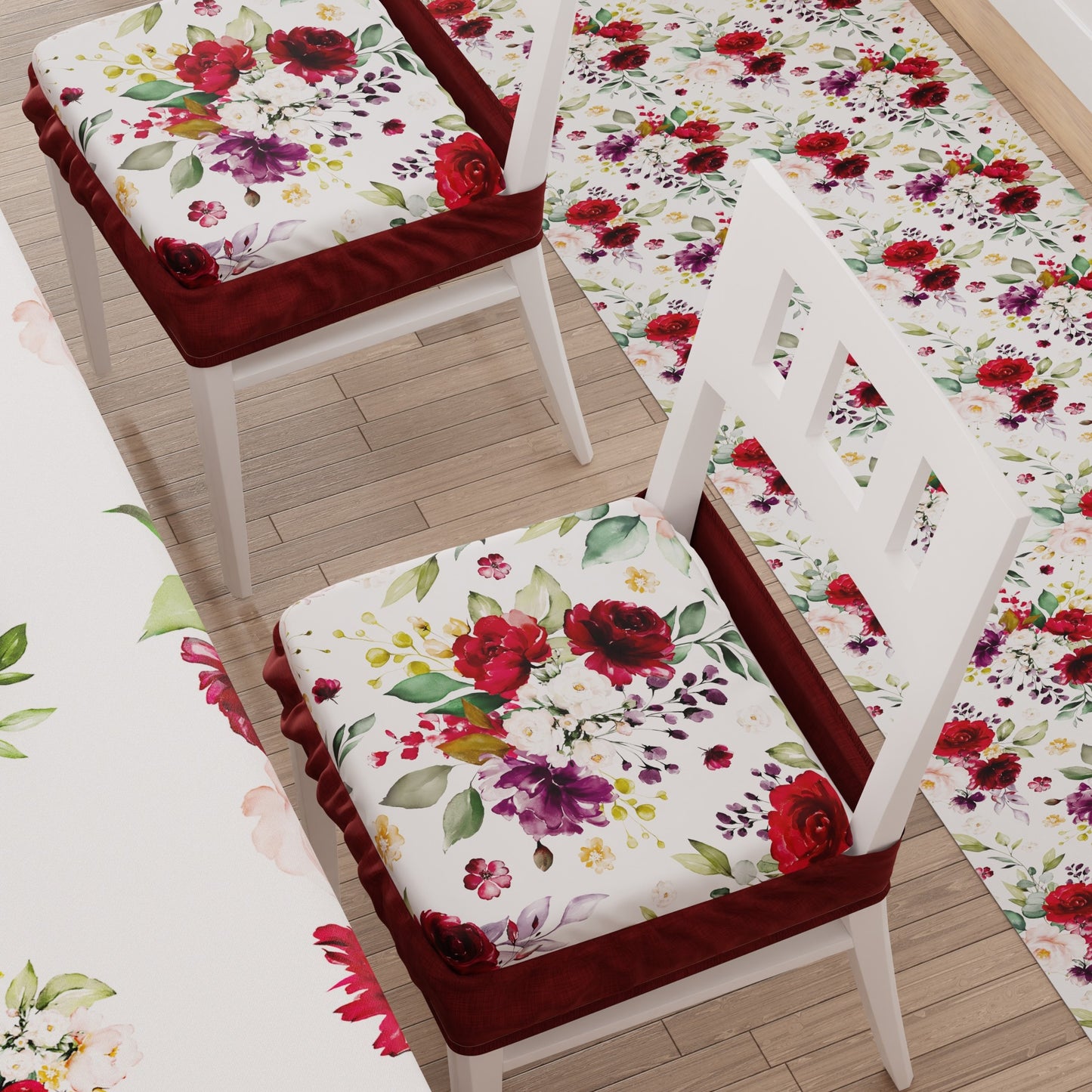 Coussins pour chaises avec élastique Housse de chaise en impression numérique Florale-07