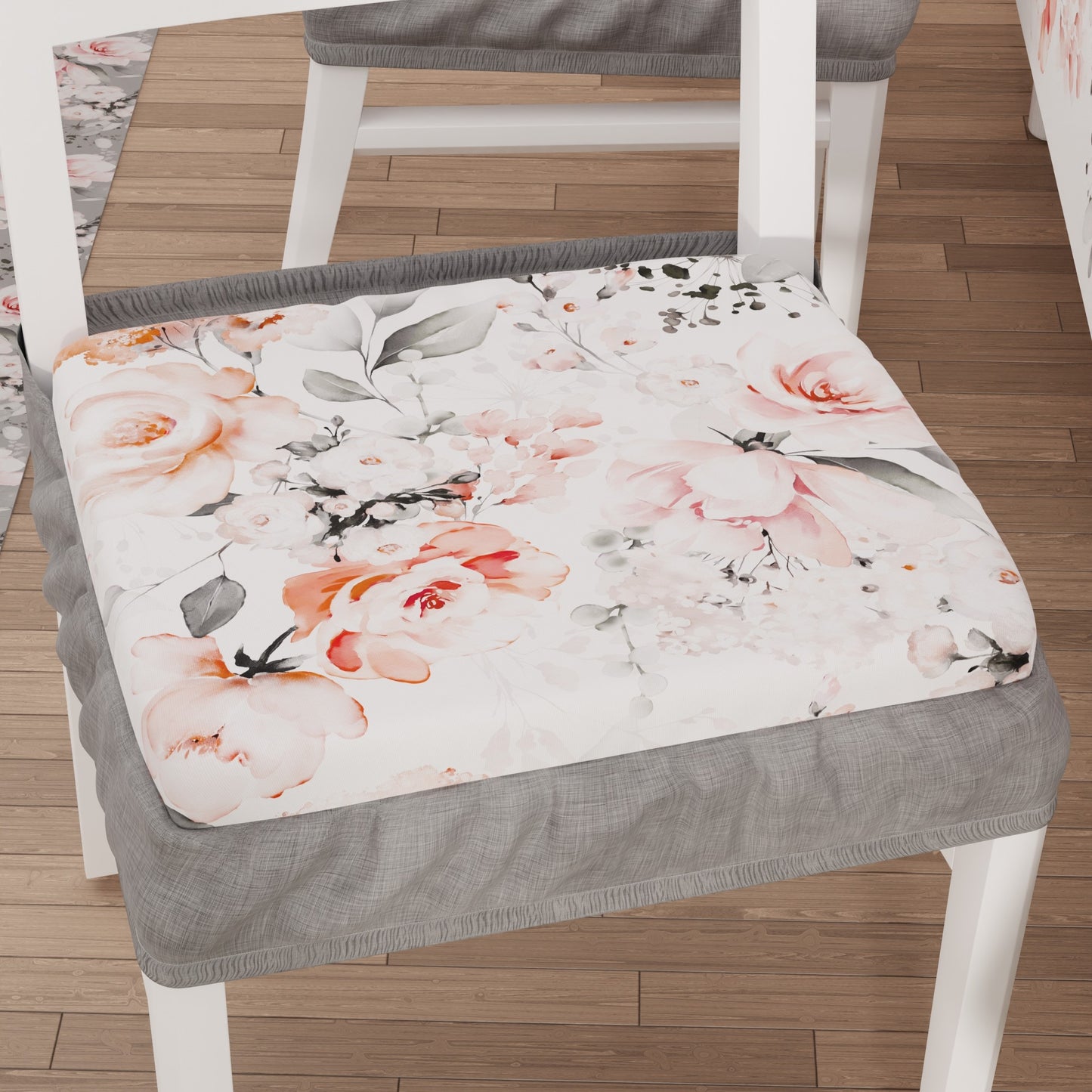 Coprisedia con Elastico Floreale-17 Grigio | Stampa 4K | Set 2 o 6 Pz