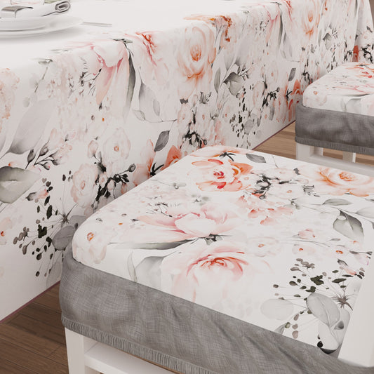 Coprisedia con Elastico Floreale-17 Grigio | Stampa 4K | Set 2 o 6 Pz