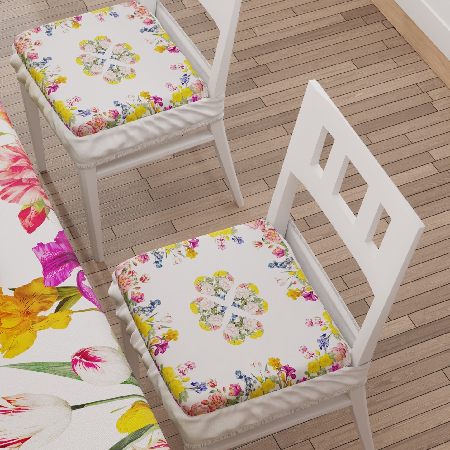 Coussins pour Chaises avec Élastique Housse de Chaise en Impression Numérique Florale 30