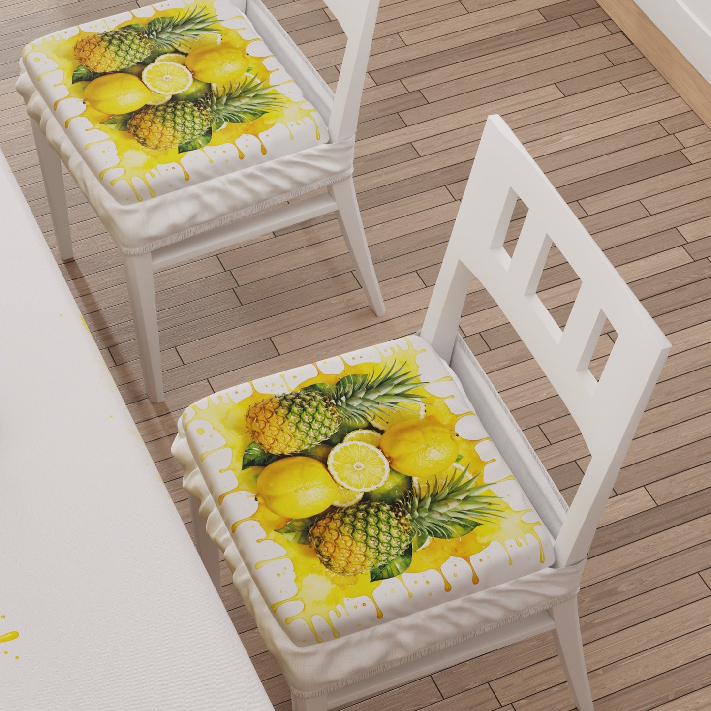 Coussins pour Chaises avec Élastique Housse de Chaise en Impression Digitale Fruit Jaune - Citron et Ananas