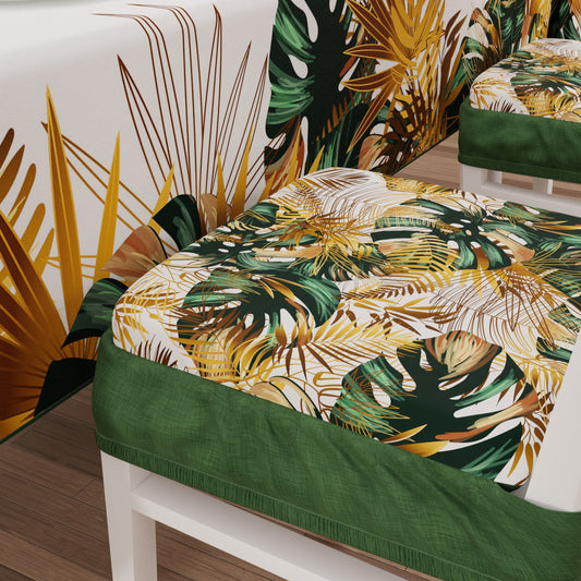 Coprisedia con Elastico Tropical-04 Verde | Stampa 4K | Set 2 o 6 Pz