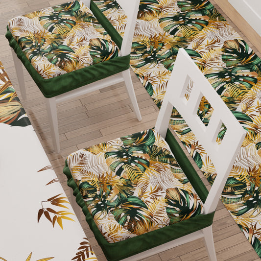 Coprisedia con Elastico Tropical-04 Verde | Stampa 4K | Set 2 o 6 Pz