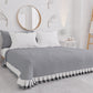 Summer Double Bedspread, Bedspread with Double Ruffles, Grey 