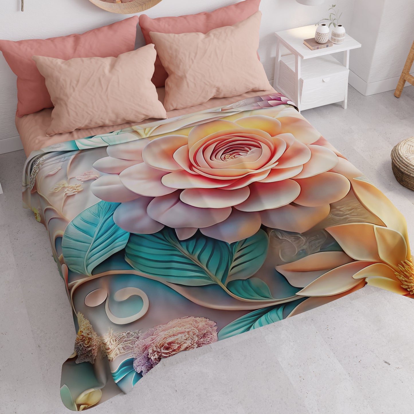 Boutis d'Été, Couverture Légère, Draps Boutis à Motif Floral 05-11