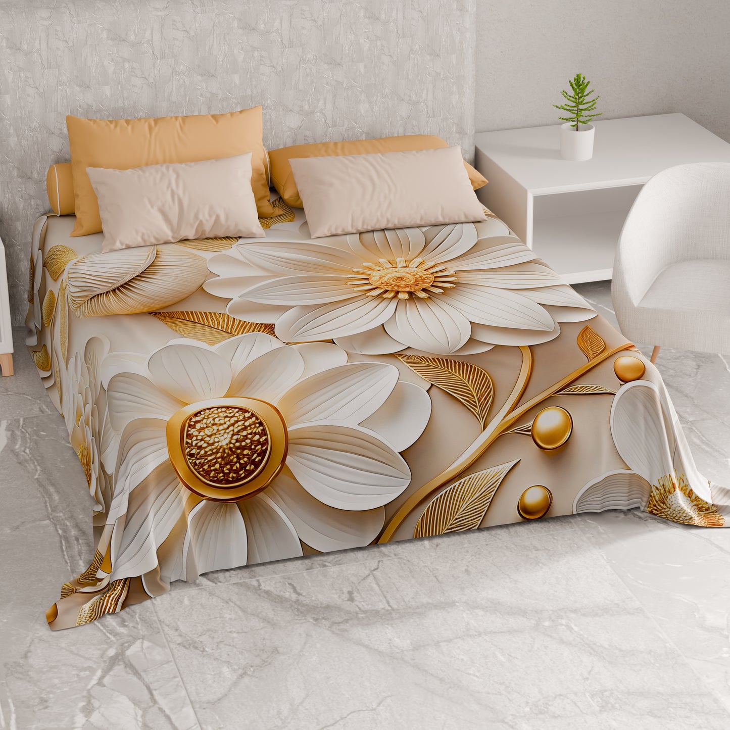 Drap housse pour canapé, couvre-lit, nappe et tout usage en microfibre | Motif floral 05-13