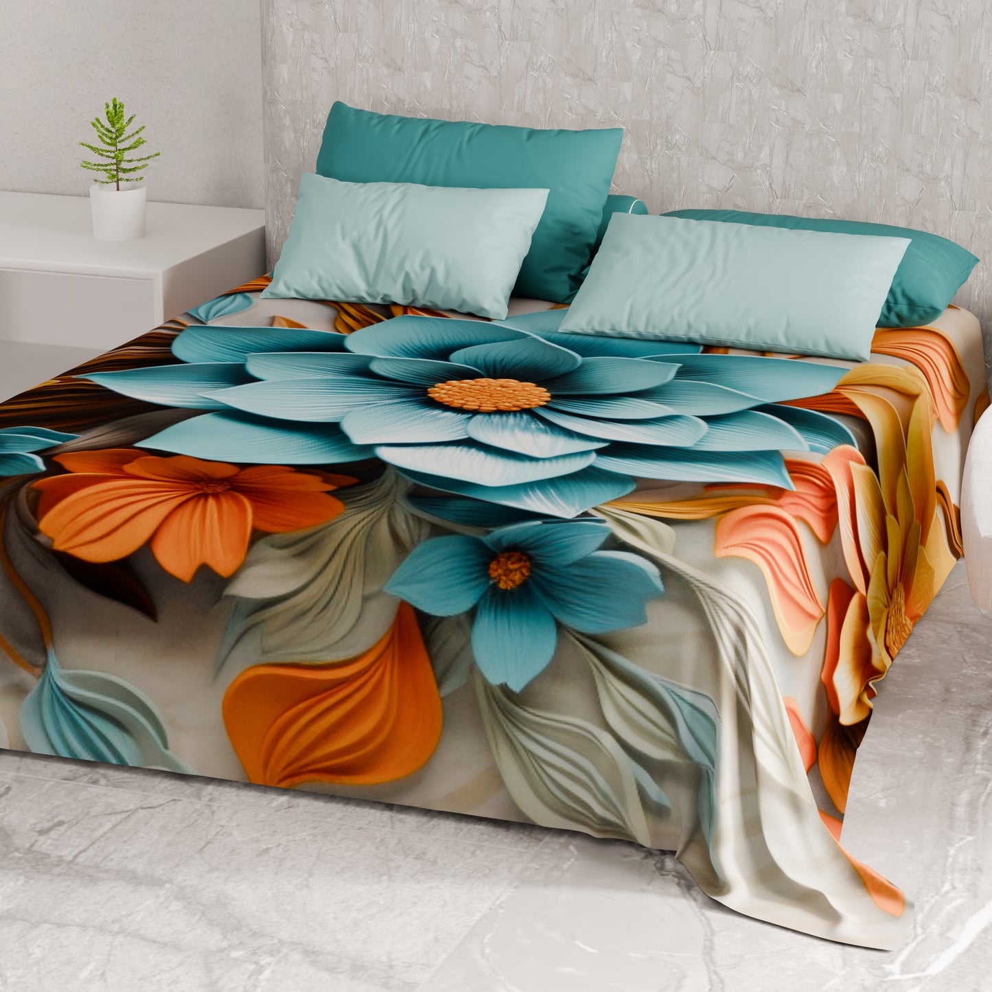 Drap housse décoratif pour canapé, couvre-lit, nappe et tout usage en microfibre | Motif floral 05-16