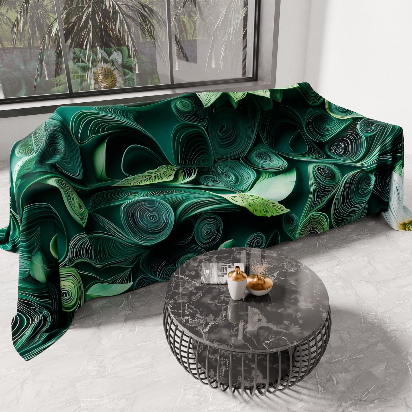 Drap housse décoratif pour canapé, couvre-lit, nappe et tout usage en microfibre | Motif floral 05-22