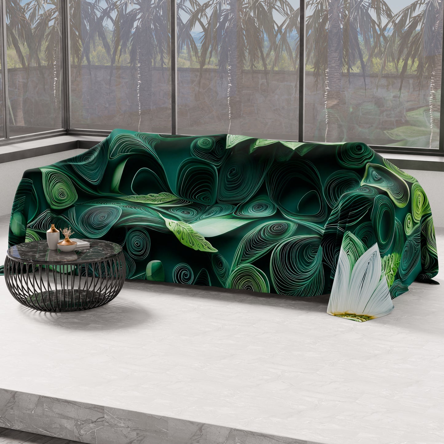 Drap housse décoratif pour canapé, couvre-lit, nappe et tout usage en microfibre | Motif floral 05-22