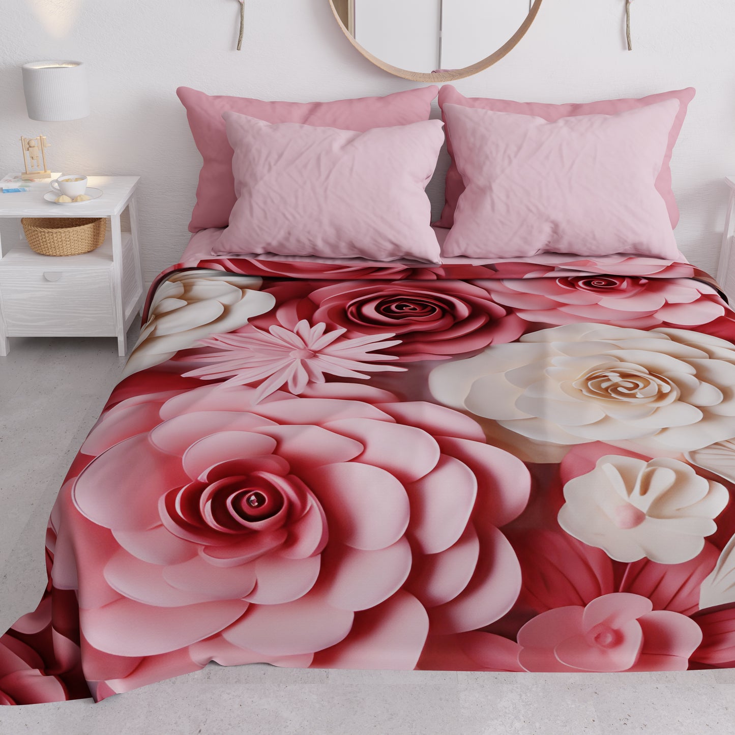 Copriletto Estivo, Coperta Leggera, Lenzuola Copriletto Floreale 05-3