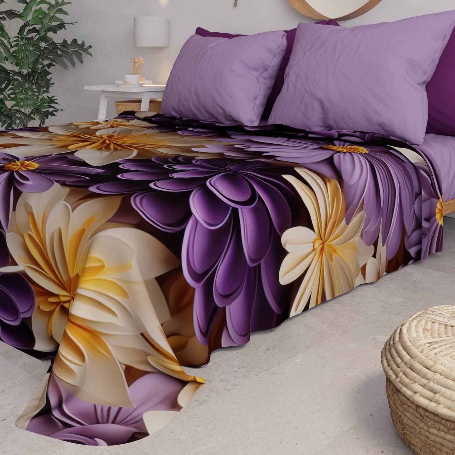 Copriletto Estivo, Coperta Leggera, Lenzuola Copriletto Floreale 05-4