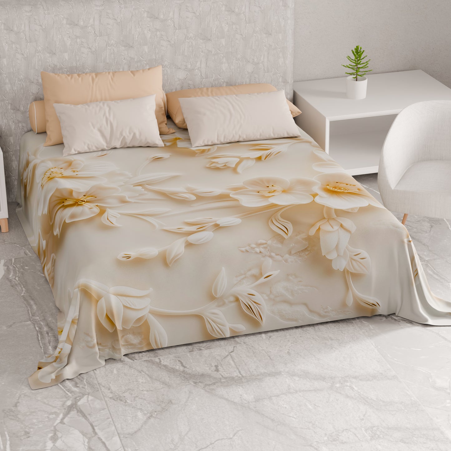 Drap housse décoratif pour canapé, couvre-lit, nappe et tout usage en microfibre | Motif floral 06-10