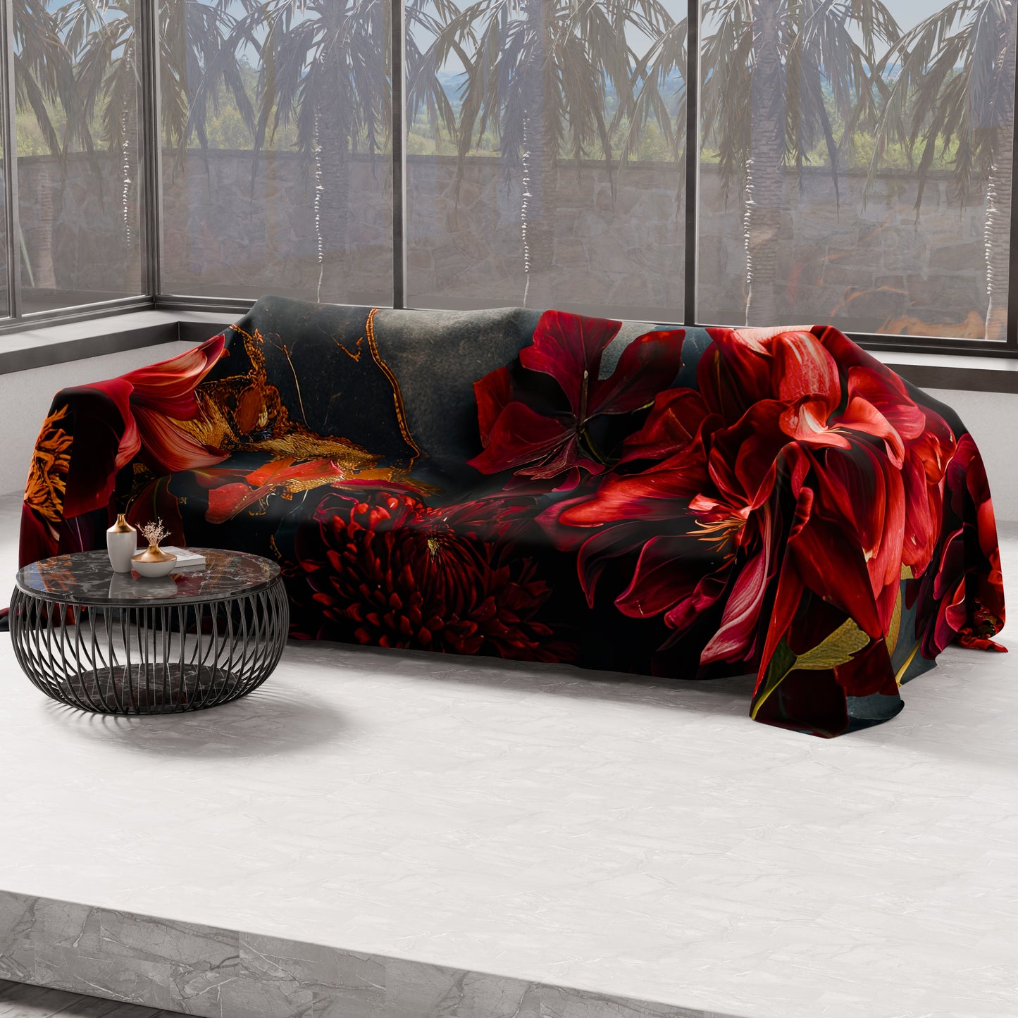Drap housse pour canapé, couvre-lit, nappe et tout usage en microfibre | Motif floral 06-16