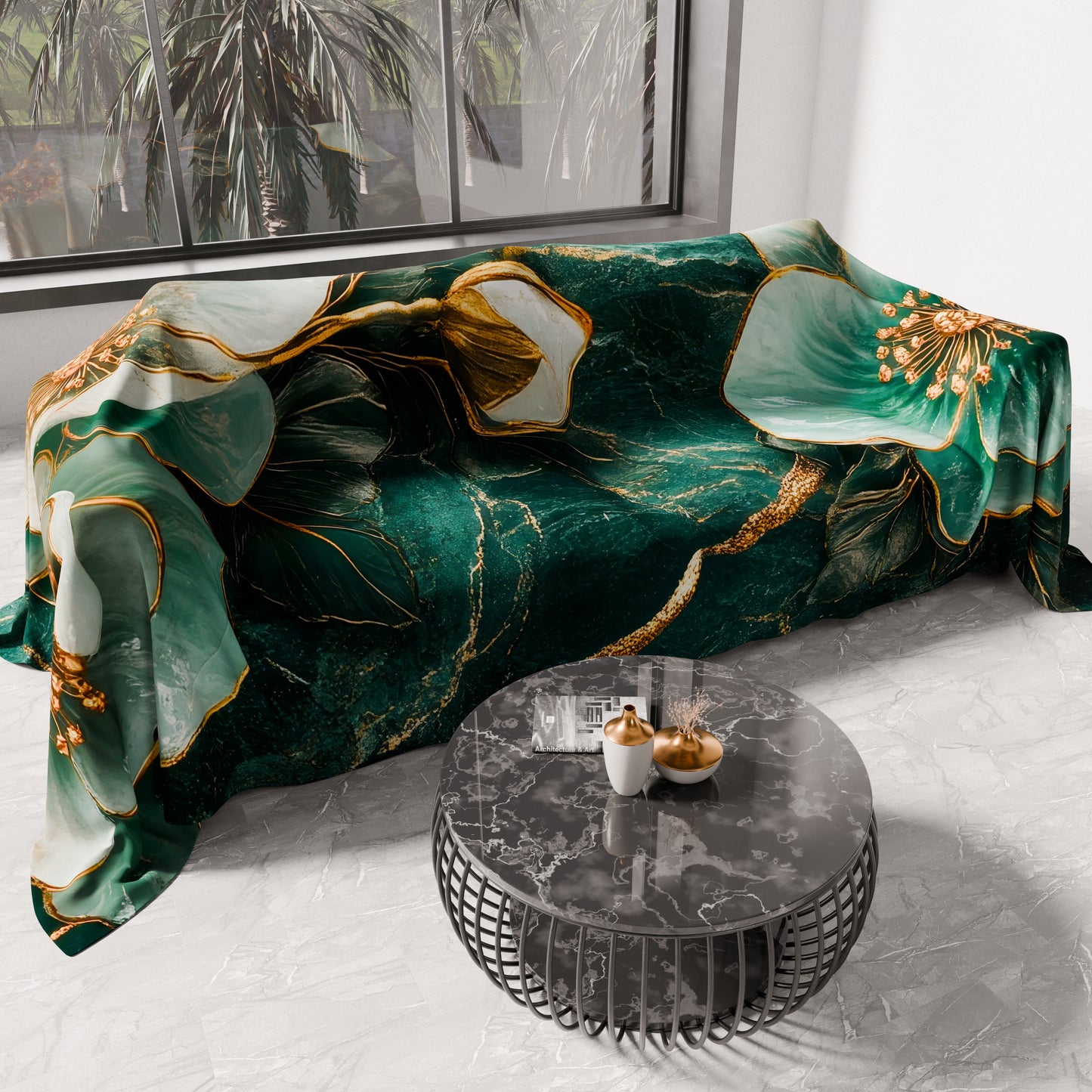 Drap housse pour canapé, couvre-lit, nappe et tout usage en microfibre | Motif floral 06-19
