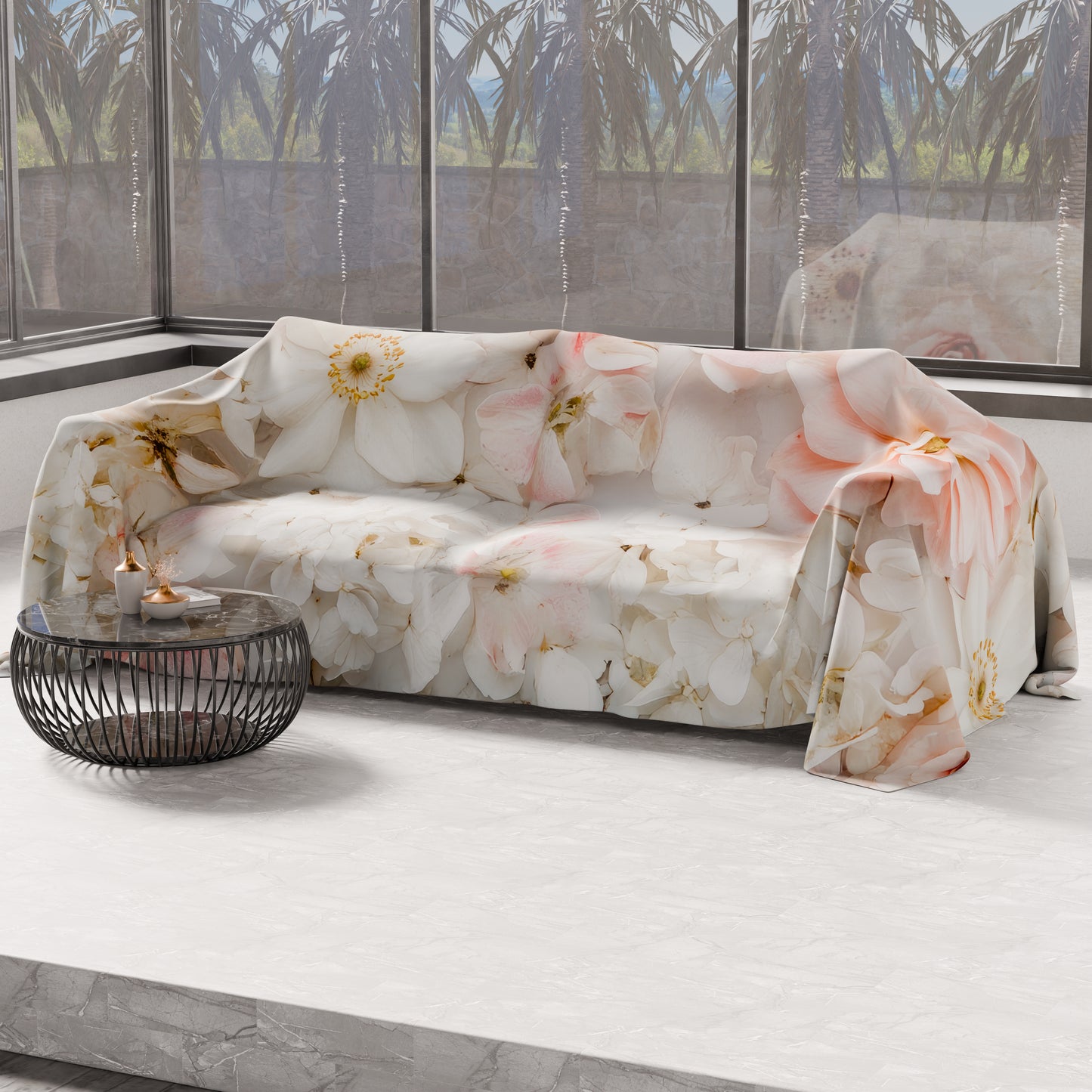 Drap housse pour canapé, couvre-lit, nappe et tout usage en microfibre | Motif floral 06-21