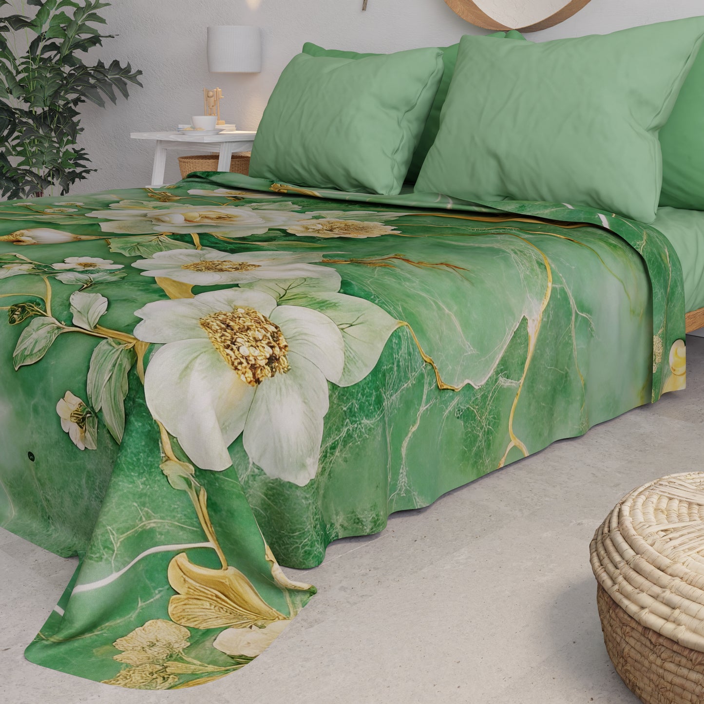 Boutis d'été, Couverture légère, Draps boutis floraux 06-3