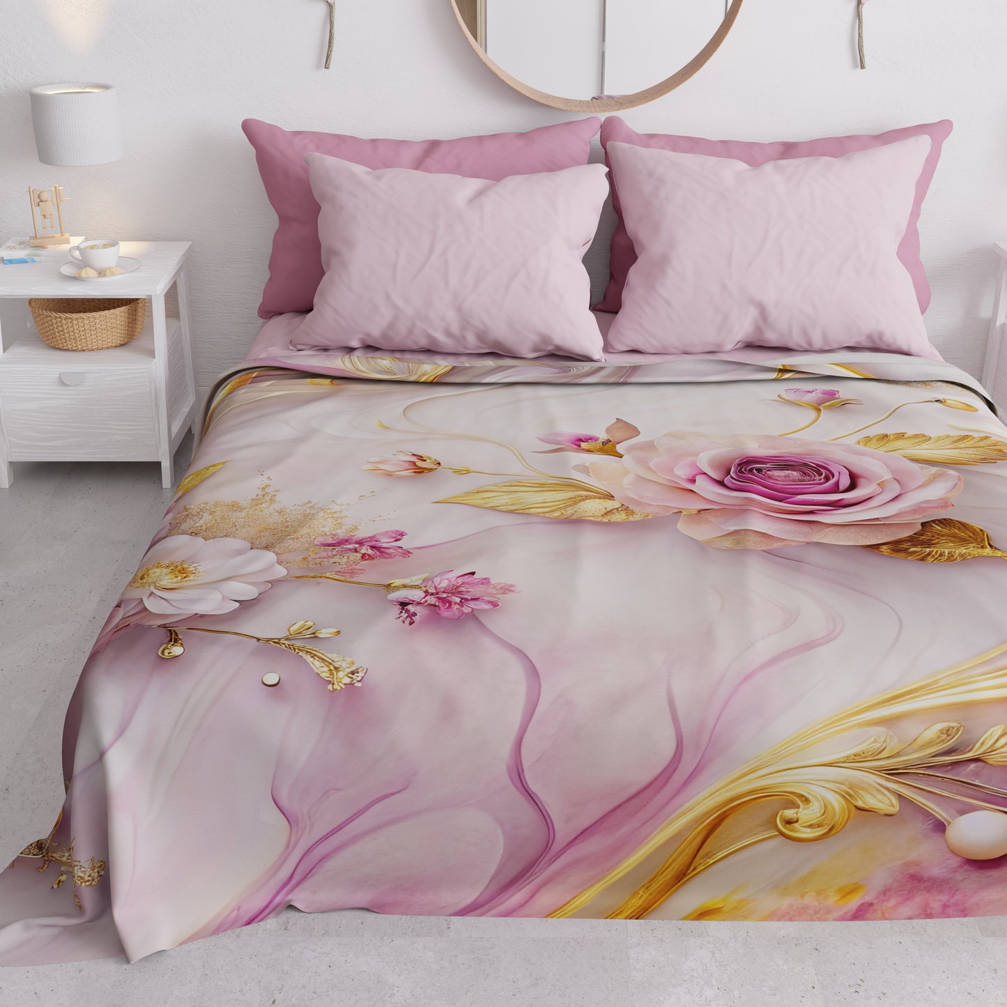 Copriletto Estivo, Coperta Leggera, Lenzuola Copriletto Floreale 06-6