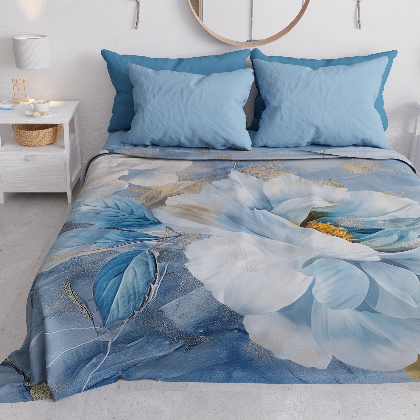 Copriletto Estivo, Coperta Leggera, Lenzuola Copriletto Floreale F13