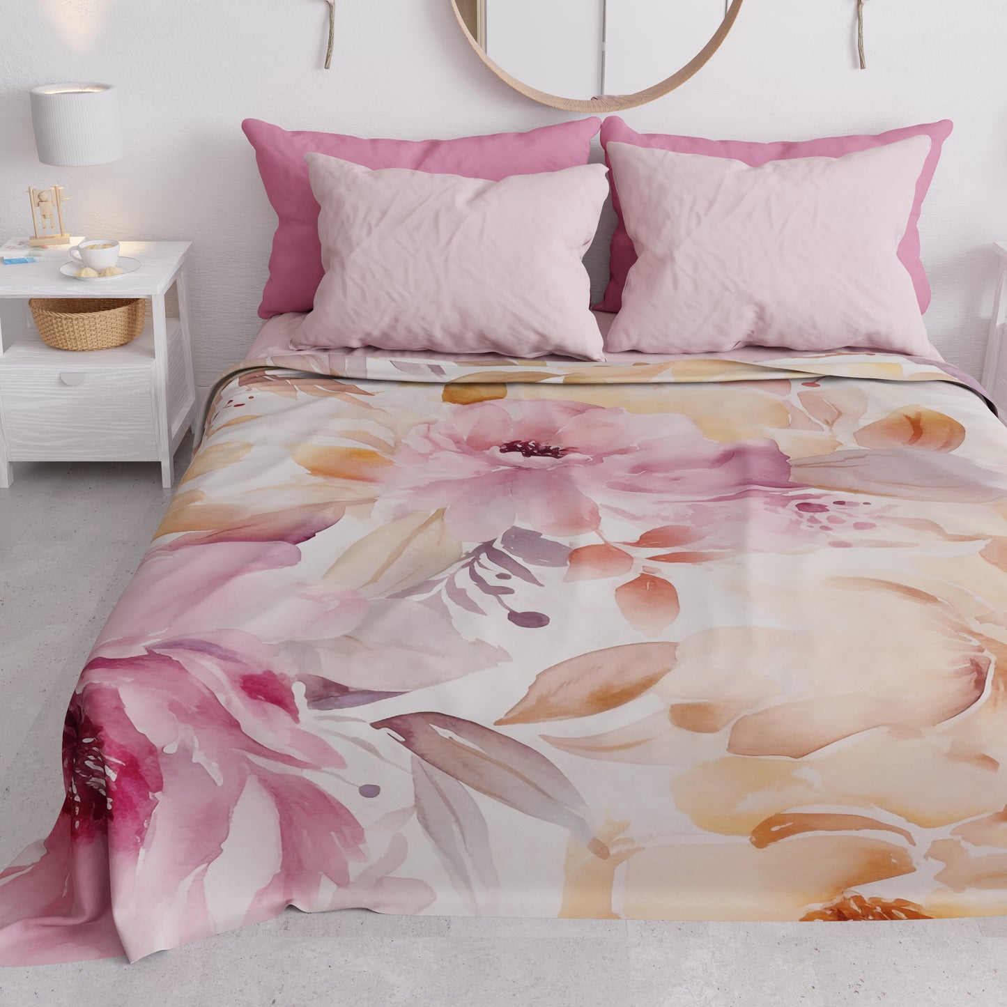 Copriletto Estivo, Coperta Leggera, Lenzuola Copriletto Floreale F2
