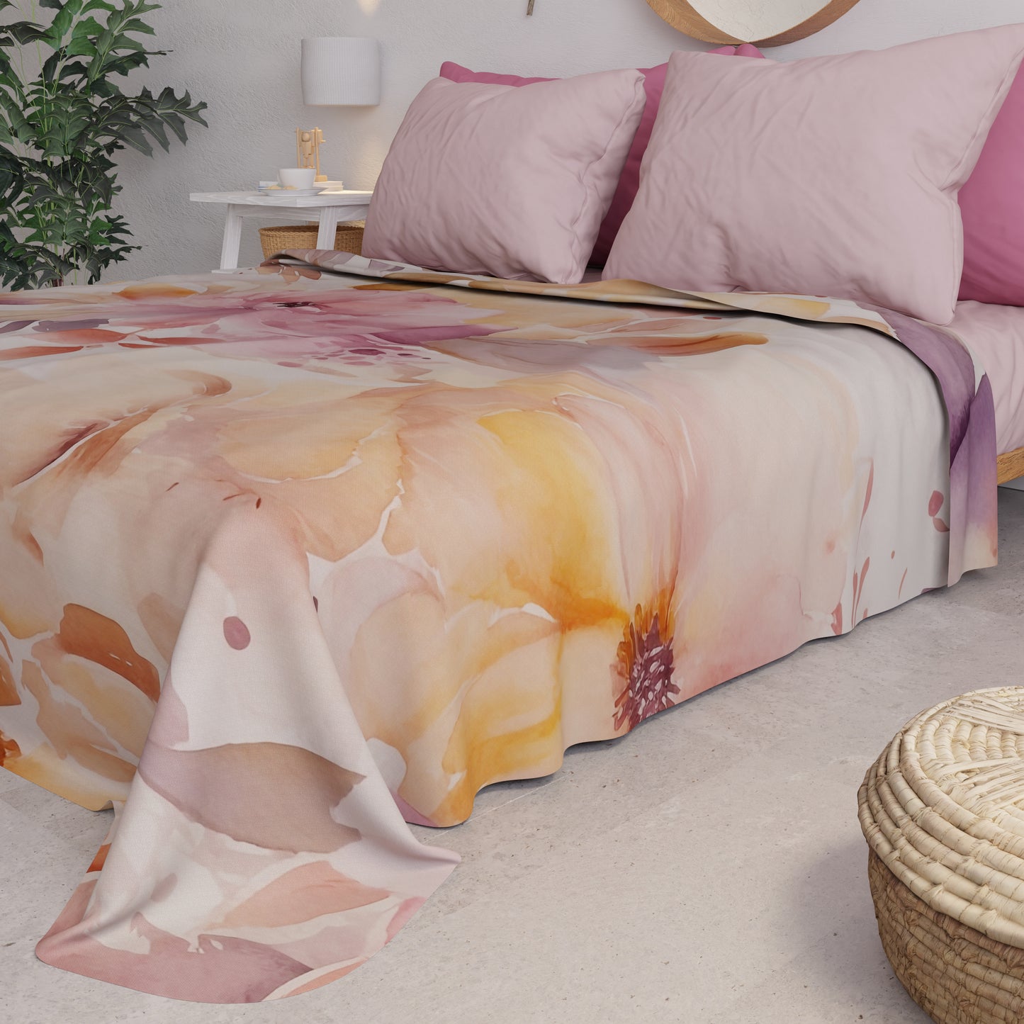 Copriletto Estivo, Coperta Leggera, Lenzuola Copriletto Floreale F2