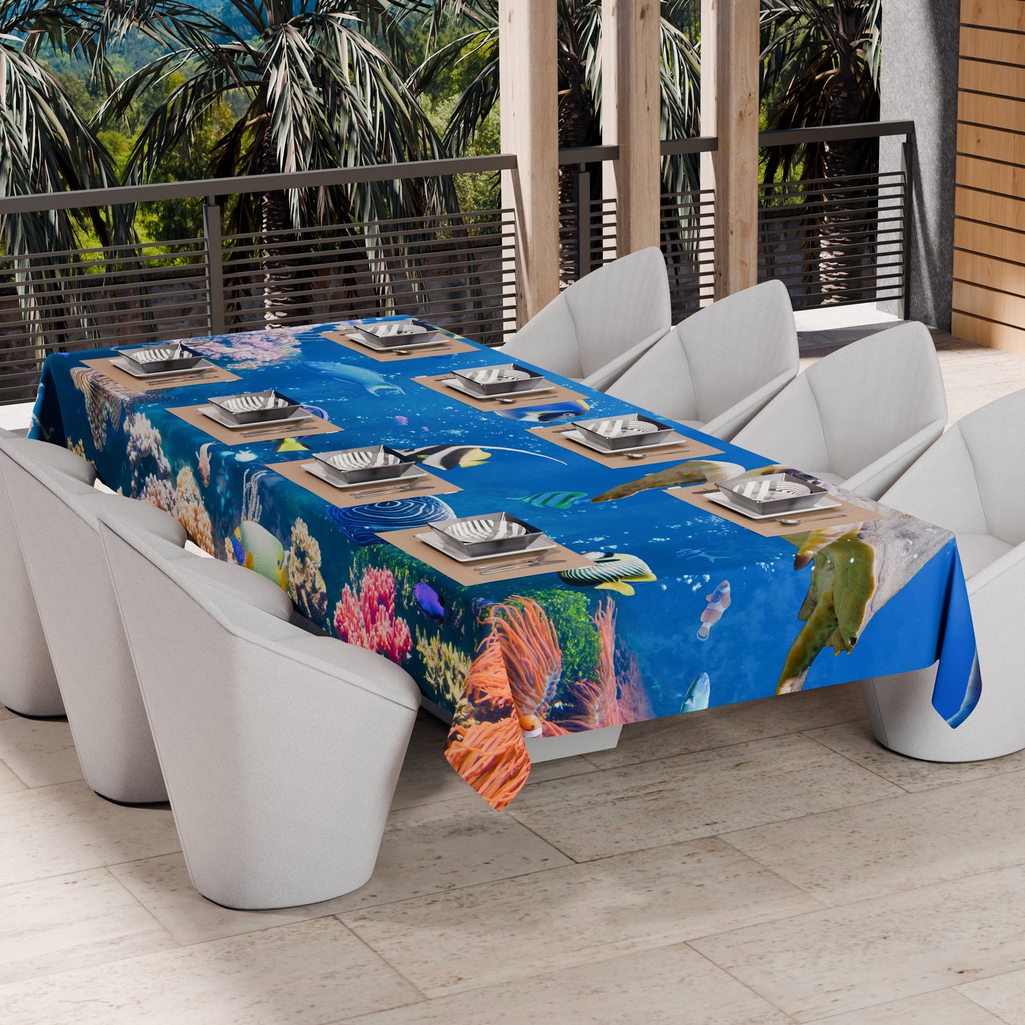 Drap housse pour canapé, couvre-lit, nappe et tout usage en microfibre | Motif Aquarium