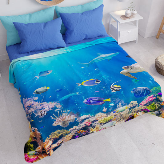 Copriletto Estivo, Coperta Leggera, Lenzuola Copriletto, Acquario