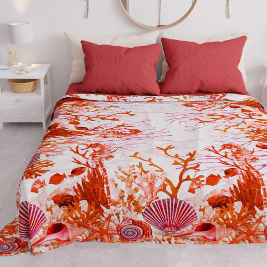 Copriletto Estivo, Coperta Leggera, Lenzuola Copriletto, Corallo Rosso