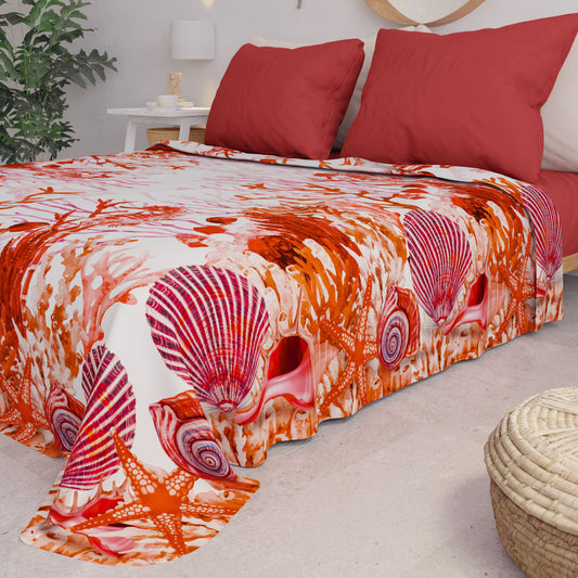 Copriletto Estivo, Coperta Leggera, Lenzuola Copriletto, Corallo Rosso