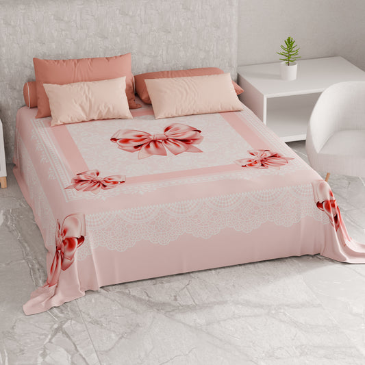 Telo Arredo Copridivano, Copriletto, Copritavolo e Copritutto in Microfibra | Fantasia Fiocco Rosa