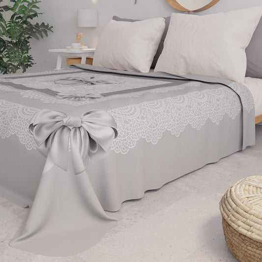 Copriletto Estivo, Coperta Leggera, Lenzuola Copriletto, Fiocco Grigio