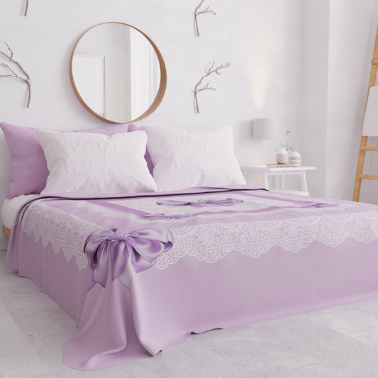 Copriletto Estivo, Coperta Leggera, Lenzuola Copriletto, Fiocco Lilla