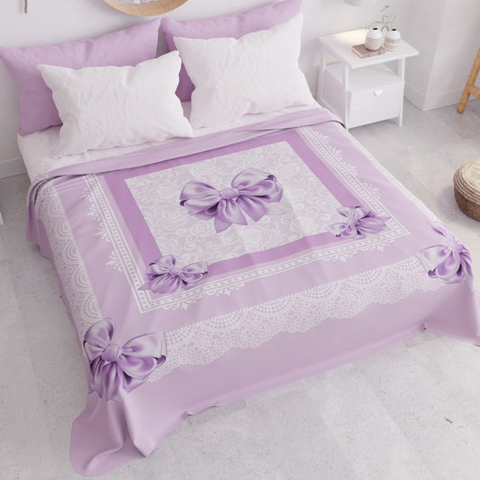 Copriletto Estivo, Coperta Leggera, Lenzuola Copriletto, Fiocco Lilla