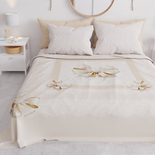 Copriletto Estivo, Coperta Leggera, Lenzuola Copriletto, Fiocco Beige