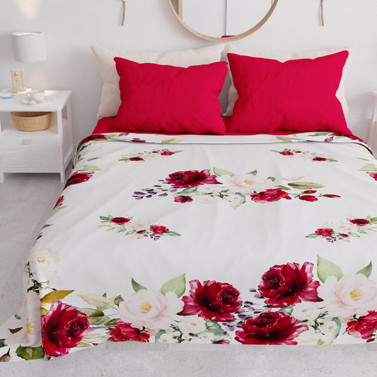 Copriletto Estivo, Coperta Leggera, Lenzuola Copriletto, Floreale Bordeaux