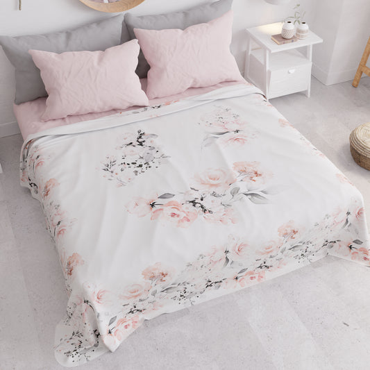Copriletto Estivo, Coperta Leggera, Lenzuola Copriletto, Floreale Grigio
