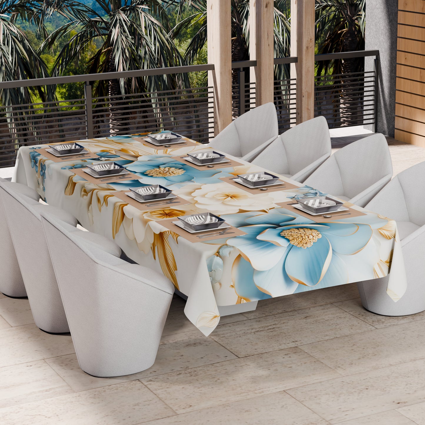 Telo Arredo Copridivano, Copriletto, Copritavolo e Copritutto in Microfibra | Fantasia Flower Ceramic 03
