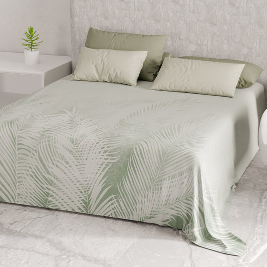 Telo Arredo Copridivano, Copriletto, Copritavolo e Copritutto in Microfibra | Fantasia Foglia Salvia