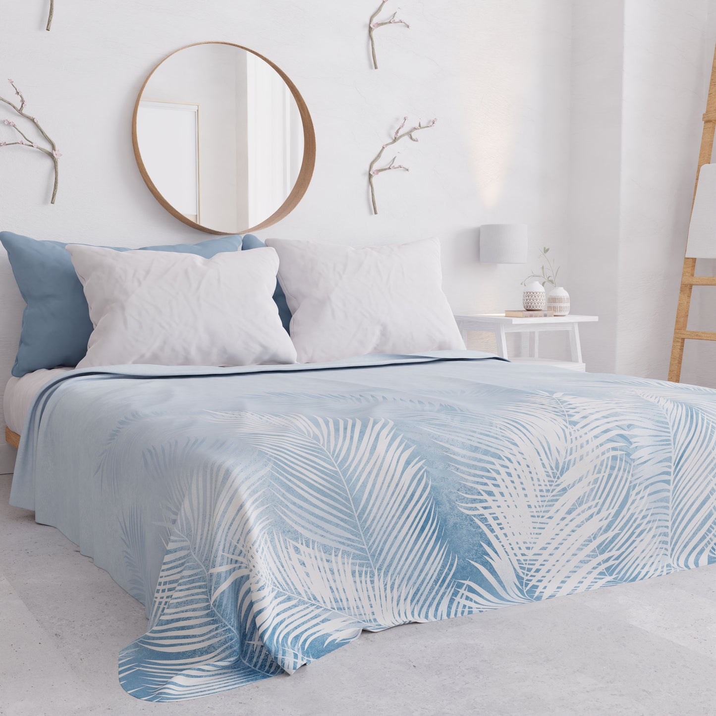 Copriletto Estivo, Coperta Leggera, Lenzuola Copriletto, Foglia Celeste