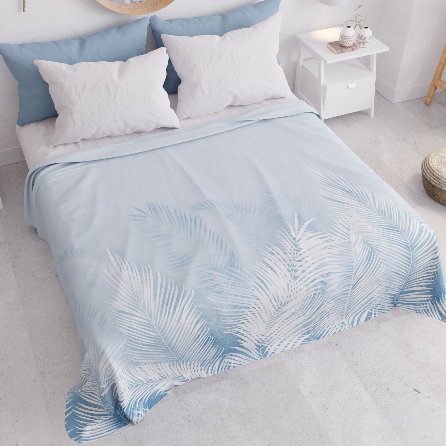 Copriletto Estivo, Coperta Leggera, Lenzuola Copriletto, Foglia Celeste
