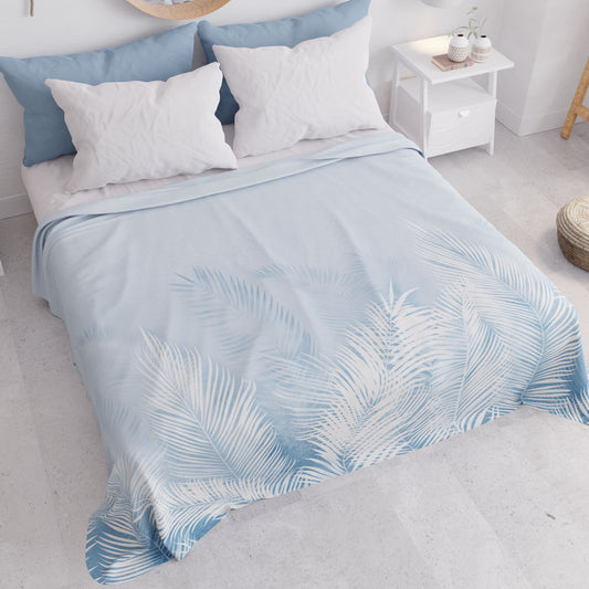 Copriletto Estivo, Coperta Leggera, Lenzuola Copriletto, Foglia Celeste