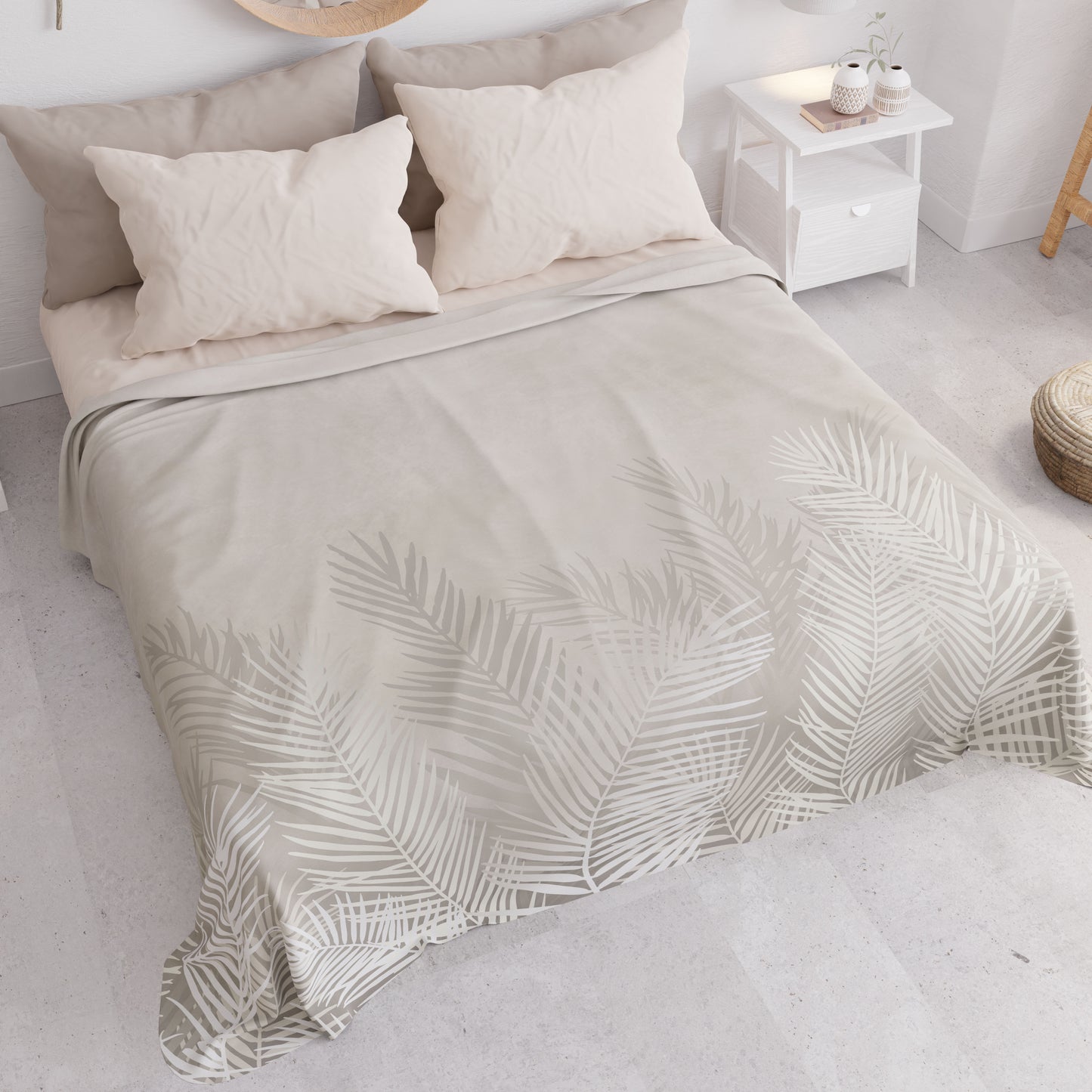 Copriletto Estivo, Coperta Leggera, Lenzuola Copriletto, Foglia Tortora