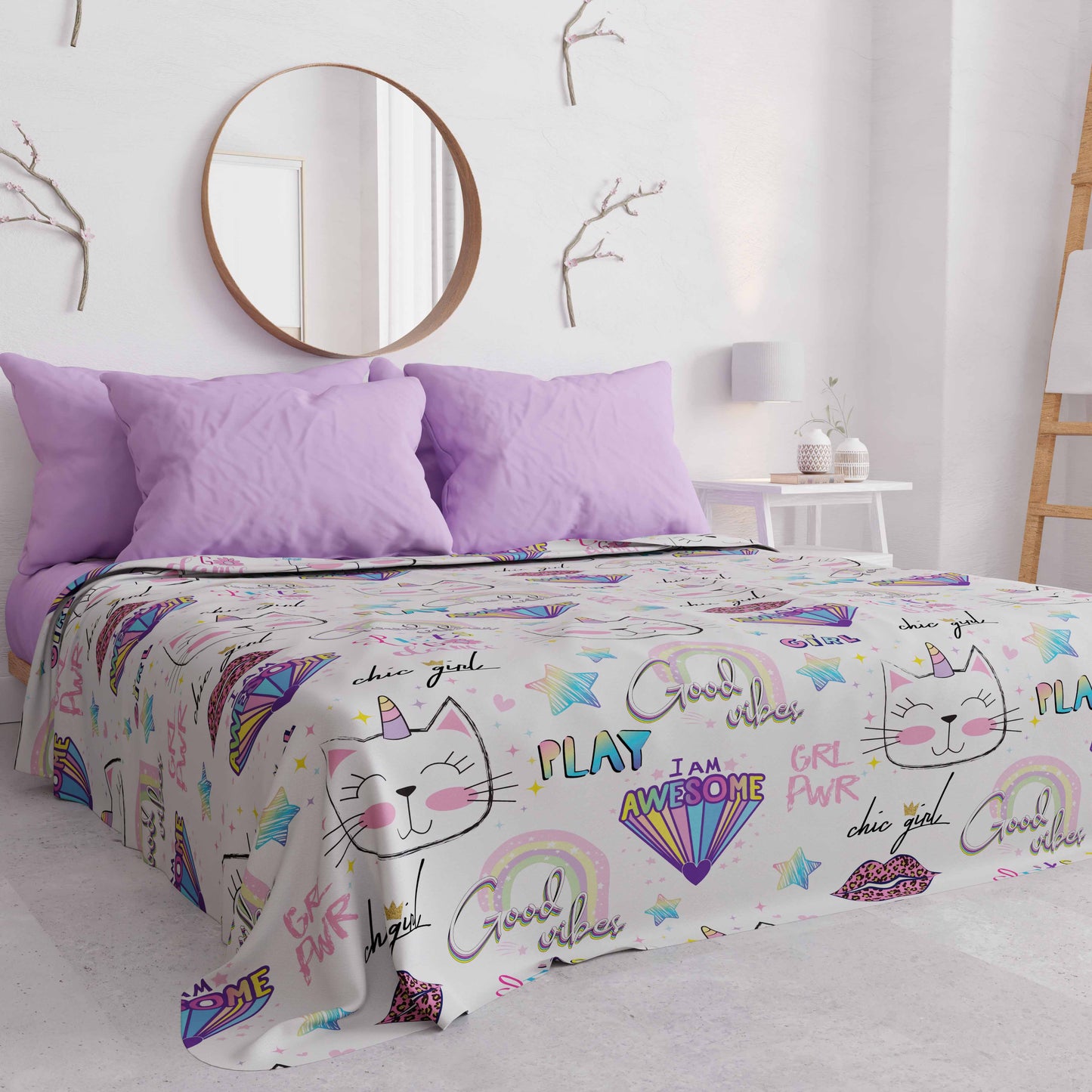 Copriletto Estivo, Coperta Leggera, Lenzuola Copriletto Gattino