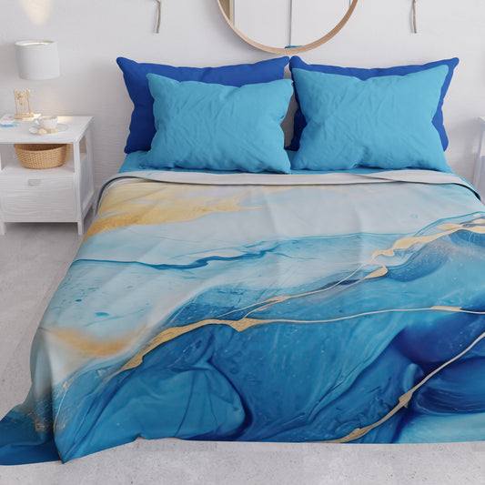 Copriletto Estivo, Coperta Leggera, Lenzuola Copriletto Marble Azzurro