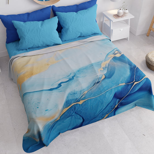 Copriletto Estivo, Coperta Leggera, Lenzuola Copriletto Marble Azzurro