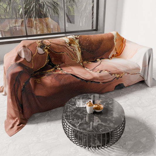 Telo Arredo Copridivano, Copriletto, Copritavolo e Copritutto in Microfibra | Fantasia Marble Tortora